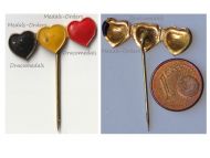 Belgium WWI Black Yellow Red Hearts Belgian National Colors Patriotic Stickpin Badge