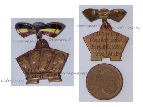 Belgium WWII Patriotic Badge 4 Belgian Kings (4 Aces) by Schouberg