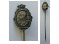 Belgium WWI King Albert Patriotic Stickpin Badge 1914 1915 1916 Silver 950