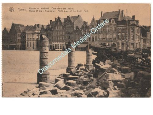 Belgium WWI Postcard Ypres, Ruins of Nieuwerk, Cloth Hall