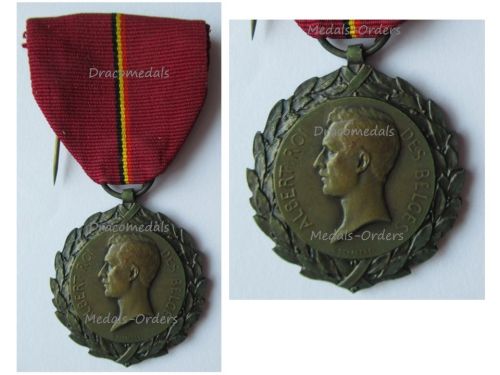 Belgium WWI King Albert National Recognition Medal for Charity and Humanitarian Services by Devreese French Type