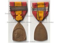 Belgium WWI Commemorative Medal 1914 1918 with 4 Bars (1 Gold, 3 Silver) & 2 Red Cross Devices by De Bremaecker