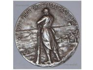 Belgium WWI Yser Battle Silver Commemorative Plaque Medal 1914 1918 for Card of Fire Recipients