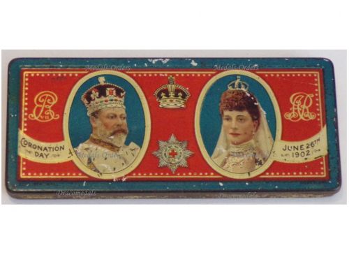 Britain King Edward VII & Queen Alexandra Coronation Day 1902 Commemorative Chocolate Tin by Rowntree
