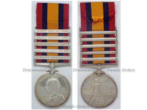 Britain Queen's South Africa Medal QSM with Clasps 1901 1902 Cape Colony Transvaal Orange Free State 81st Coy Imperial Yeomanry