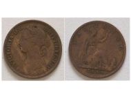 Great Britain One Farthing 1886 Coin Queen Victoria