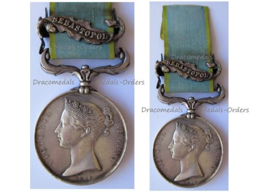 Britain Crimea Medal 1854 1856 by Wyon with Clasp Sebastopol Unnamed as Issued