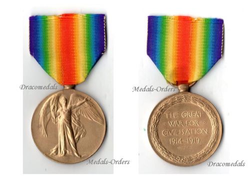 Britain WWI Victory Interallied Medal East Yorkshire Regiment Queen's Own KIA France 1917