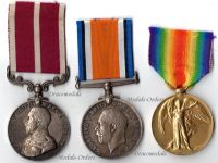 Britain WWI Medals Set Trio NCO RASC Royal Army Service Corps (Victory, War, Army Meritorious Service Medal)