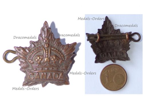 Canada WWI Maple Leaf Collar Badge of the Canadian Expeditionary Forces