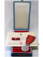 Czechoslovakia Silver Medal for Merit in the Defense of the Homeland 1960 Marked 925 by Zukov Boxed with Diploma to Captain Dated 1971 