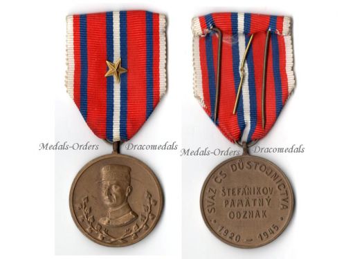 Czechoslovakia WWII General Stefanik Medal 3rd Class of the Union of Czechoslovak Officers 1920 1945