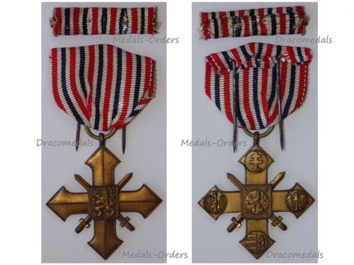 Czechoslovakia WWII War Cross 1939 1945 with Ribbon Bar