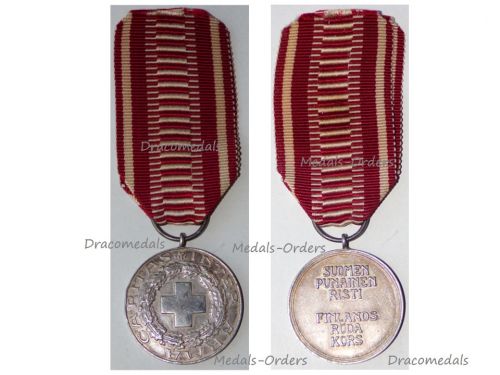 Finland WWII Red Cross Silver Medal of Merit Military 1931 Dated 1952 by Alexander Tillander