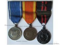 Finland WWII 3 Medal Set (Order of the Cross of Liberty Bronze & Silver Medal 2nd & 1st Class 1941 for the War of Continuation, Winter War Commemorative Medal 1939 with Laatokan Karjala Clasp and Crossed Swords for Combatants)