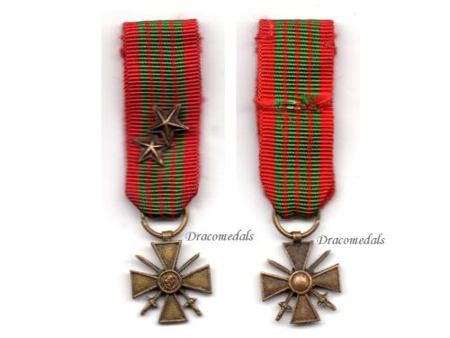 France WWII War Cross with 2 Citations (2 Bronze Stars) London Type MINI