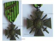 France WWII War Cross with 3 Citations (Palms, 2 Bronze Stars) London Type on Government of Vichy Ribbon