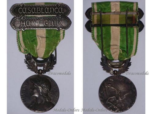 France Morocco Campaign Medal 1908 with Clasps Haut Guir & Casablanca by Lemaire