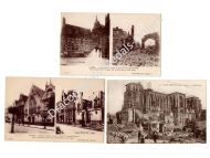 France WWI Set of 3 Photographs Postcards (Bombed & Destroyed Cities Saint Quentin & Yser)