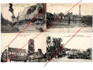 France WW1 4 Field Post Postcards Destroyed  City Souain Marne Silley Champagne French Photo 1914 1918 Great War WWI