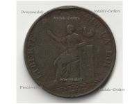 France Copper Revolutionary Coin 2 Sols 1792 Constitution by Dupre