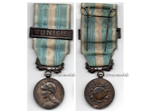 France WWI Colonial Medal 1st Type 1893 1913 Bifacial with Snap Model Clasp Tunisie by Mercier & Lemaire