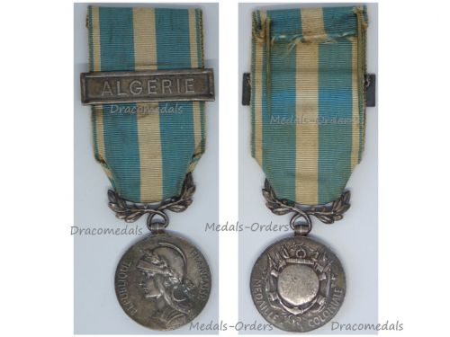 France WWI Colonial Medal 1st Type 1893 1913 Bifacial with Snap Model Clasp Algerie by Mercier & Lemaire