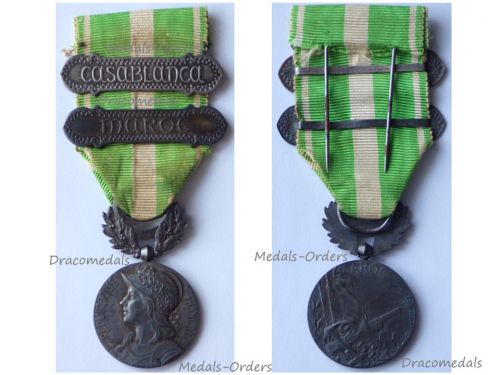 France Morocco Campaign Medal 1908 with Clasps Casablanca & Maroc by Lemaire