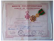 France Philanthropic Merit Knight's Cross with Diploma 1973