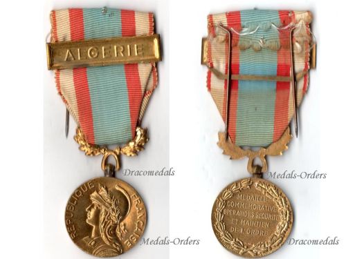 France North Africa Medal for Security and Order Operations with Clasp Algerie Gilt 2nd Type by the Paris Mint