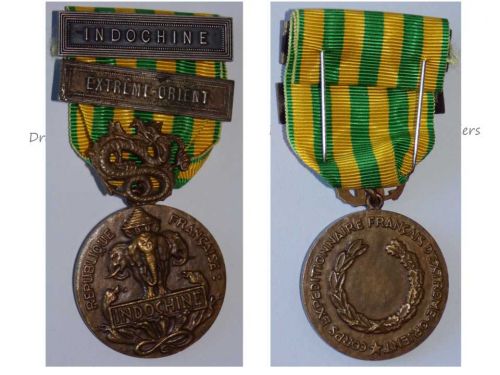 France Indochina War Medal 1945 1953 by the Paris Mint with Bars Extreme Orient & Indochine