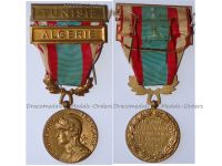 France North Africa Medal for Security and Order Operations with Clasps Tunisie Algerie Gilt 2nd Type by the Paris Mint