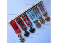 France WWII Set of 6 Medals (National Order of the Legion of Honor Officer's Cross, War Cross, TOE, Commemorative, Colonial, North Africa Medal for Security and Order Operations) MINI