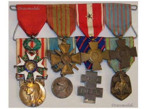 France WWII Set of 8 Medals (Order of the Legion of Honor, WW2 Free French Libre, War, Military Valor, Combatants Cross, Colonial, Commemorative Medal)