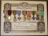 France WWI Set of 9 Medals Diploma 11th Grenadier Regiment PoW (Victory, Dardanelles, Orient Medal, Volunteer, Combatants Cross, WWII Resistance Medal)