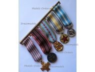 France WWII Set of 5 Medals (Combatants Cross, Commemorative, National Resistance, Colonial, Wound Medal) MINI