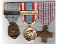 France Set of 3 Medals (WWII Commemorative Medal with Africa Clasp, North Africa Medal with Algeria Clasp, Combatants Cross) by the Paris Mint