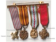 France Belgium WWII Set of 4 Medals (Combatants, Dunkirk Evacuation, WW2 Commemorative Medal, Belgian Cross of the Royal Federation of King Albert's Veterans) MINI