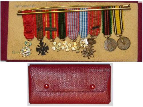 Belgium France WWII Set of 9 Medals (Order of the Legion of Honor, Armed Resistance, Volunteer, Veteran, Deportation Internment Medals, War Cross) MINI