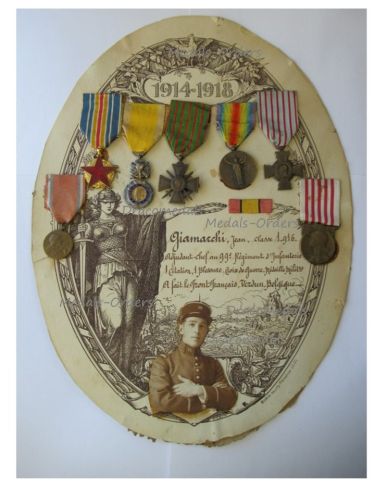 France WWI Set of 7 Medals Chief Warrant Officer (Victory, Verdun, Wound, Valor Discipline Medal, War, Combatants Cross) 99th Infantry Regiment