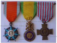 France WWII Set of 3 Medals (Order of Social Merit Knight's Star, Valor & Discipline Medal & Combatants Cross)