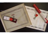 France WWII National Order of the Legion of Honor Officer's & Knight's Cross Set Boxed with Diplomas of Issue to the CO of an Infantry Battalion