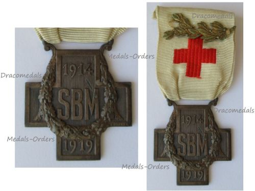 France WWI SBM Red Cross Medal with Gold Palm of the French Association for Aiding the Wounded Military 1914 1918