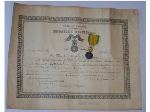 France WWI Military Medal Valor & Discipline 1870 7th type 1910 1951 by the Paris Mint with Diploma to NCO of the 162th Infantry Regiment