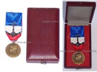 France WWII French Navy Bronze Medal of Honor for Civil Personnel by the Paris Mint Named Dated 1946 Boxed