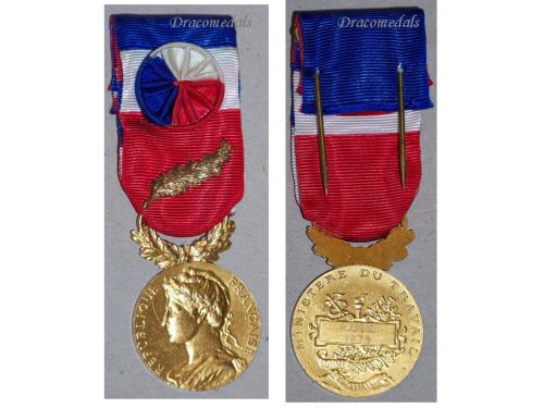 France Trade Labor Gold Medal palms Civil 1978 Decoration French Award 35 years service 5th Republic