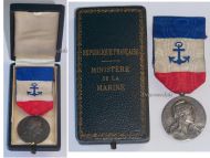 France Merchant Navy Medal 1st Type in Silver by the Paris Mint Attributed to P.E. Pay 1910 Boxed
