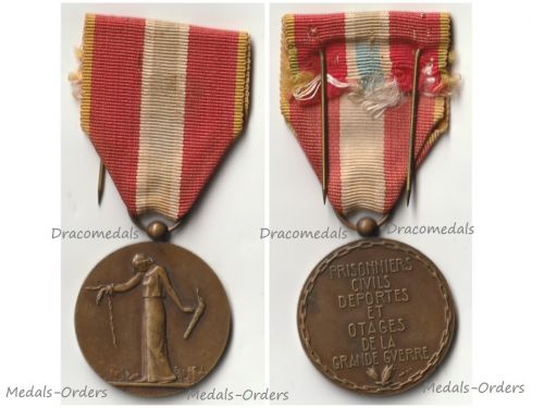 France WWI Commemorative Medal for the Civilian Prisoners of War, Deportees and Hostages by Delannoy & the Paris Mint