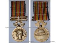 France WWII Firemen Gold Honor and Meritorious Service Medal 3rd type 1935 in Silver Gilt by Bazor and the Paris Mint