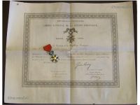 France National Order of the Legion of Honor Knight's Cross with Diploma to Captain of the 12th Artillery Regiment for the Franco-Prussian War 1870 1871 French 3rd Republic